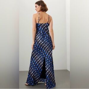 STAUD Blue and Black Cubism Maxi Dress